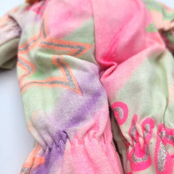 Vintage Cloth Clown Doll 11" Handmade Tie Dye Pastel Outfit Soft Toy Smile - Picture 5 of 7